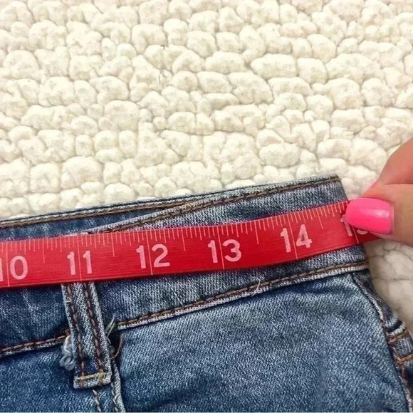 Black Label High Waisted Distressed Faded Mini Stretch Jean Skirt Size L - Picture 14 of 15